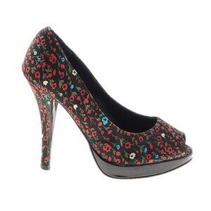 Aldo Red, Blue and Black Floral Poppy Peep Toe Heels 35 5